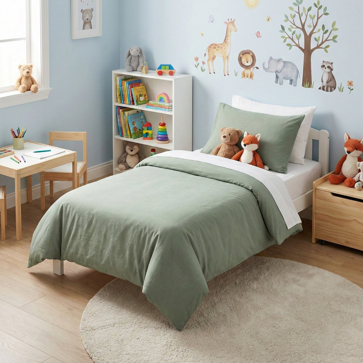 Park Avenue European Vintage Washed Cotton Kids Quilt Cover Set - Fern