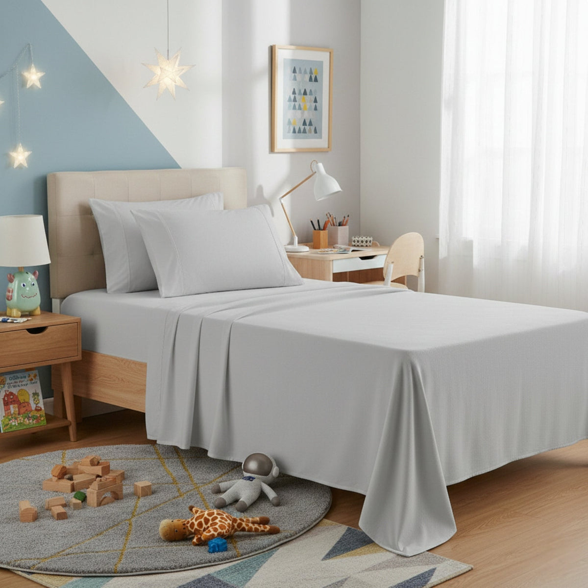 Park Avenue 175 GSM Egyptian Cotton Flannelette Kids Bed Sheet Set - Ash