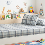 Park Avenue 175 GSM Egyptian Cotton Flannelette Kids Fitted Sheet & Pillowcase Set - Heathered Plaid