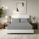 Renee Taylor 300TC Organic Cotton Kids Fitted Sheet & Pillowcase Set - Steel Grey (GOTS Certified)