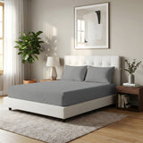 Renee Taylor 300TC Organic Cotton Kids Fitted Sheet & Pillowcase Set - Steel Grey (GOTS Certified)