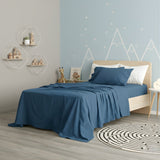 Park Avenue European Vintage Washed Cotton Kids Bed Sheet Set - Blue