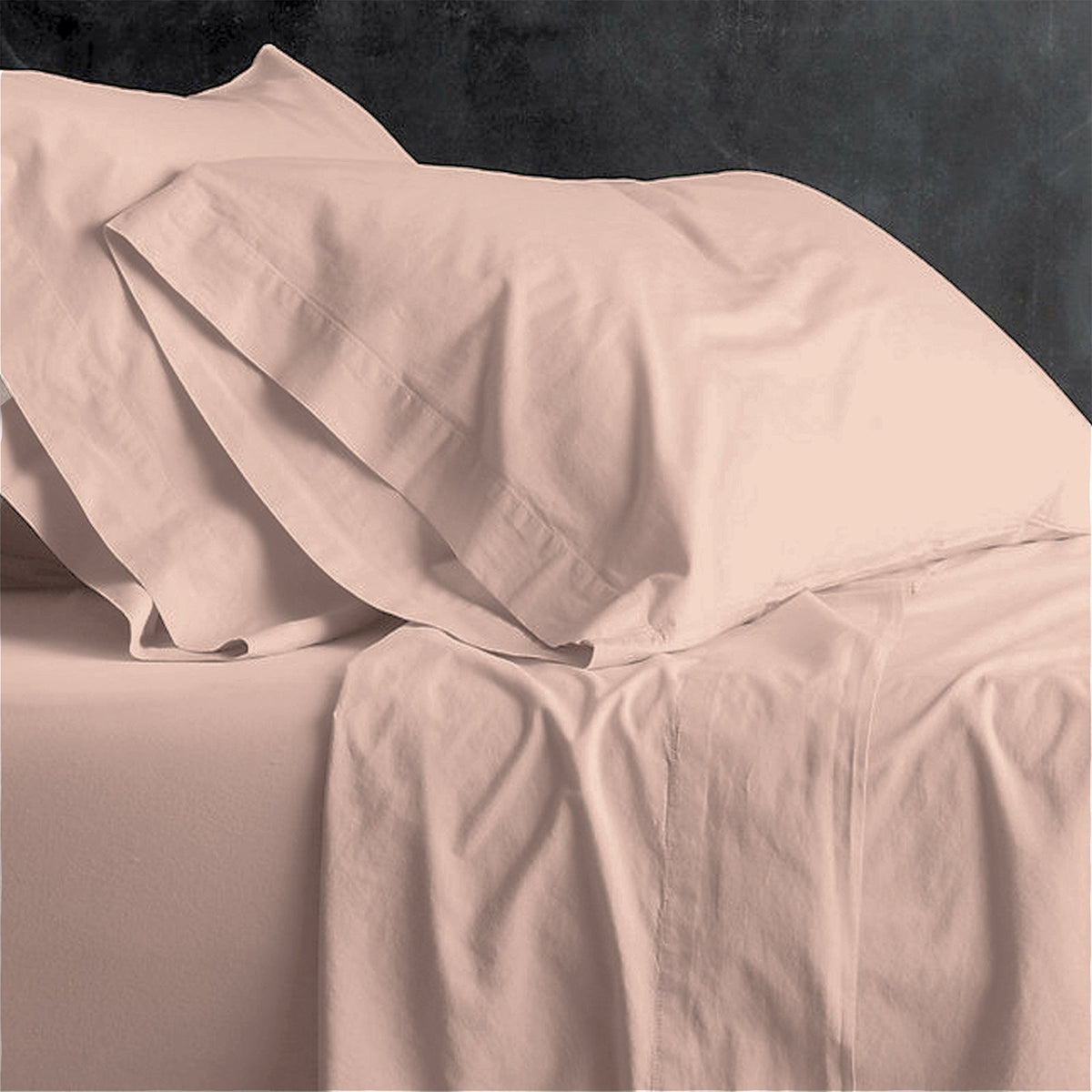 Park Avenue European Vintage Washed Cotton Bed Sheet Set - Blush