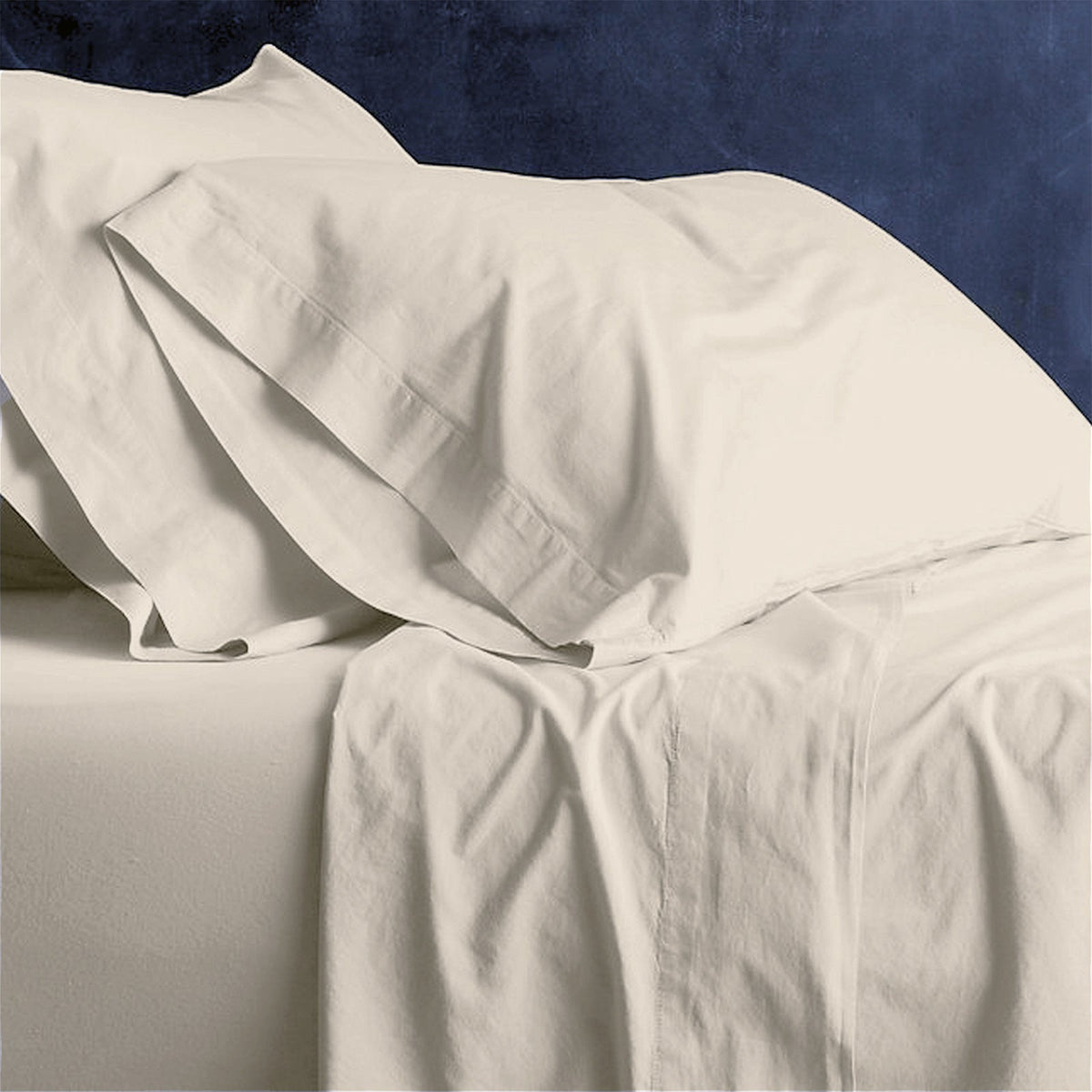 Park Avenue European Vintage Washed Cotton Bed Sheet Set - Stone