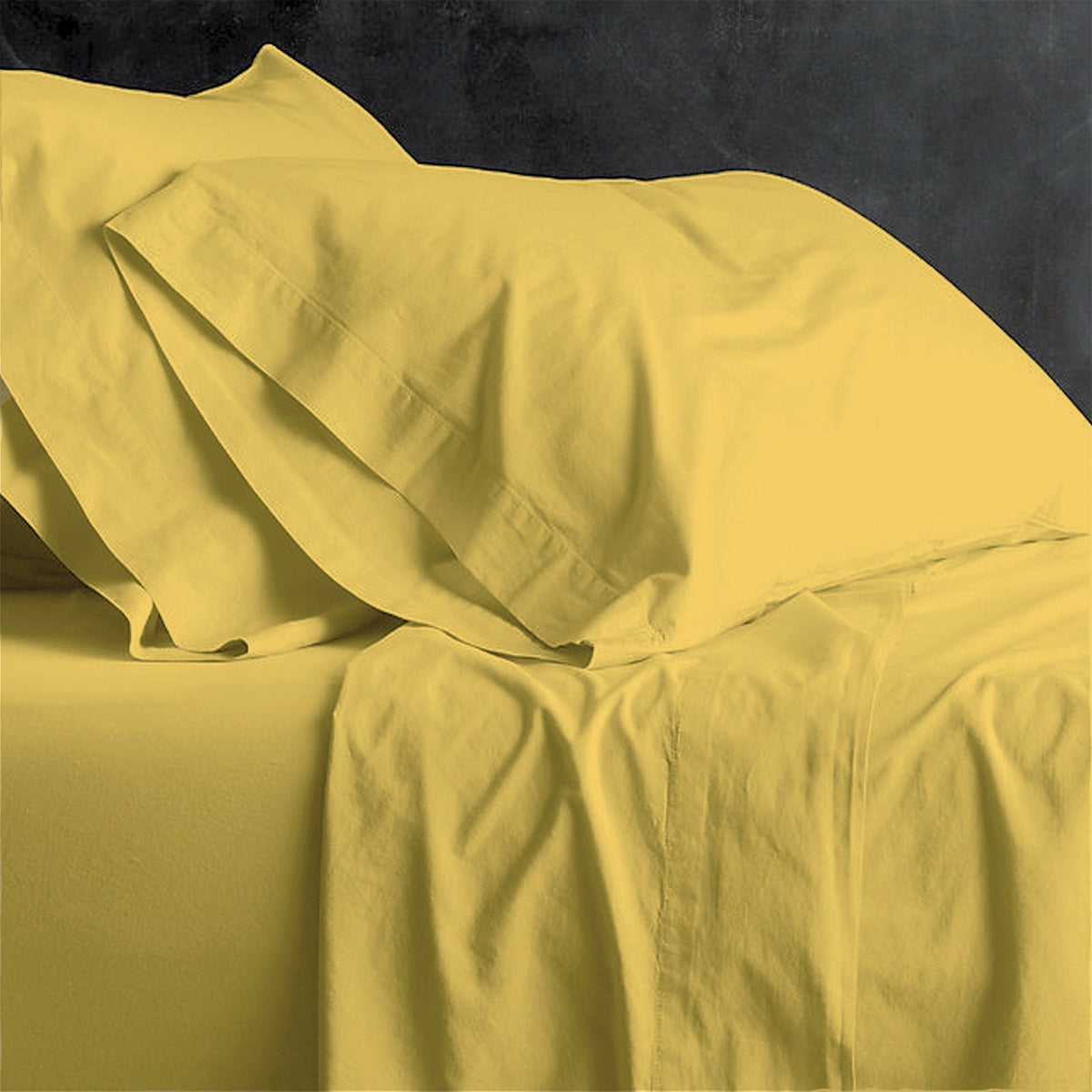 Park Avenue European Vintage Washed Cotton Kids Bed Sheet Set - Misted Yellow