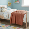 Renee Taylor Kids Moss Seed Stitch Knit Cotton Decorative Throw Blanket - Rust (130 x 170cm)