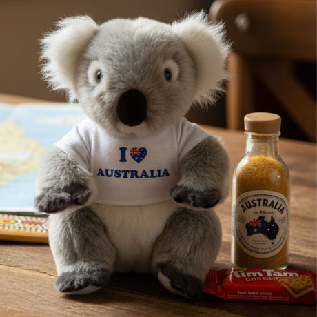 Bocchetta Kiki 24cm Koala with Shirt Plush Toy - Grey (Australian Stuffed Animal Souvenir Gift)