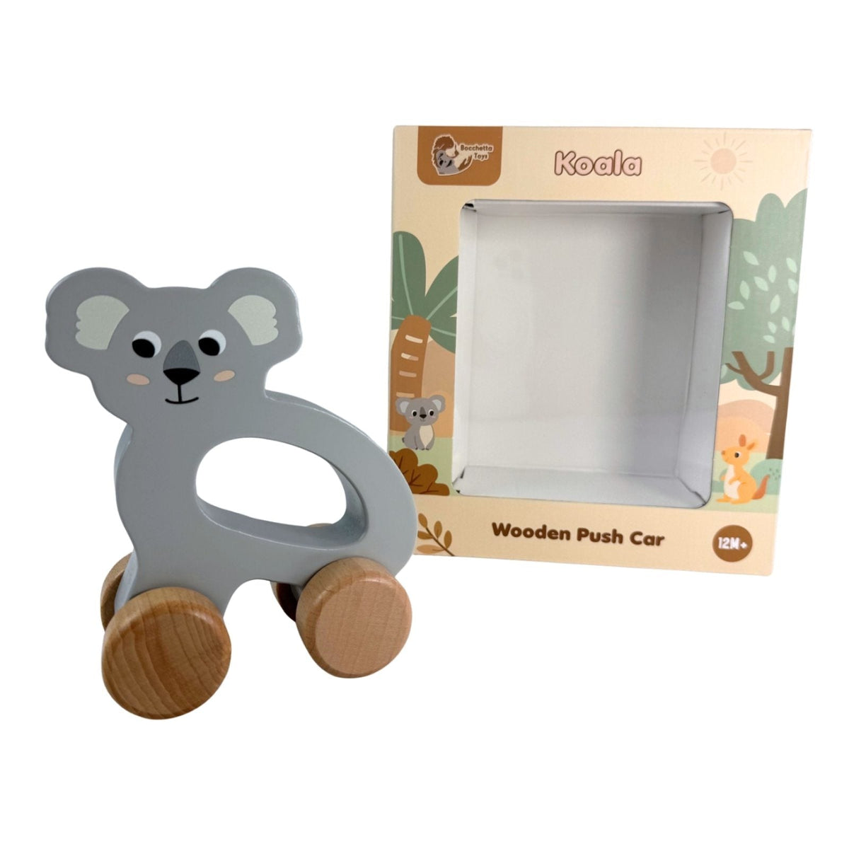 Bocchetta Koala Wooden Push Car (Toddler Push Along Toy 12 Months+)