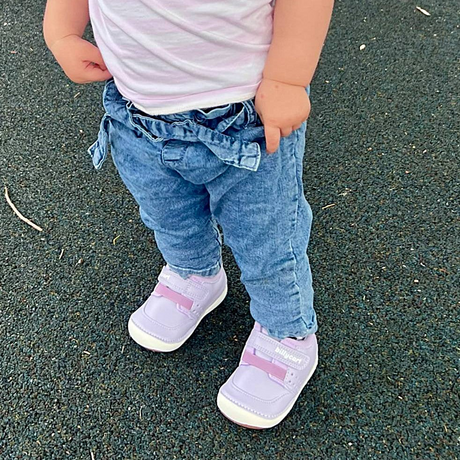BILLYCART Barefoot Girls Wide-Fit First Walker Sneaker Shoes Sophie in Purple
