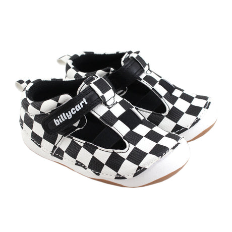 Billycart Racer Kids Wide-Fit First Walker Sandals - Black/White Checkered (Baby & Toddler Shoes)