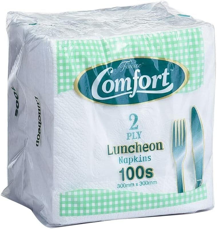 2000x Paper Lunch Napkins 2-Ply (20x 100 Packs) Lunchen Tissue - 300x300mm - Bulk Box