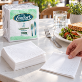 2000x Paper Lunch Napkins 2-Ply (20x 100 Packs) Lunchen Tissue - 300x300mm - Bulk Box