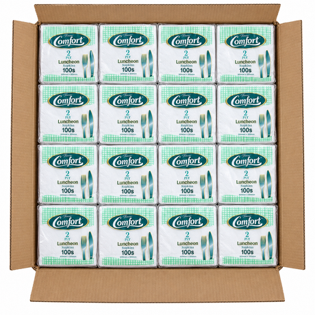 2000x 2-Ply Paper Lunch Napkins Bulk Box - 300x300mm (20x 100 Packs)