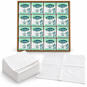 2000x Paper Lunch Napkins 2-Ply (20x 100 Packs) Lunchen Tissue - 300x300mm - Bulk Box