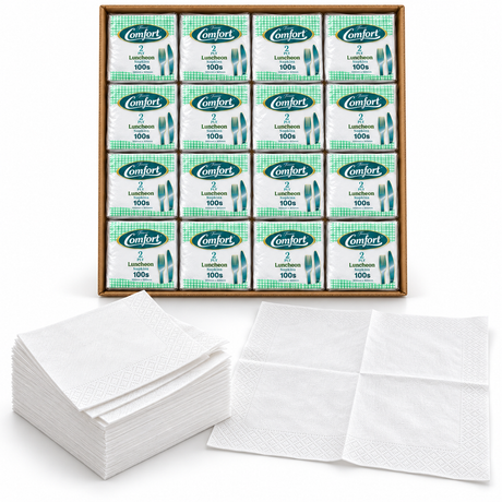 2000x 2-Ply Paper Lunch Napkins Bulk Box - 300x300mm (20x 100 Packs)