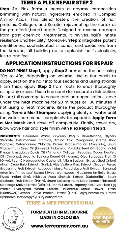 terreamer Plex Repair Step 2 500ml - Hair Bond Treatment (Amino Acids, Collagen & Keratin)