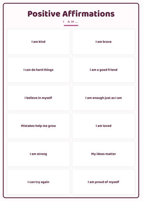 Positive Affirmations: A4 Matte Laminated Educational Poster Print - 210x297mm