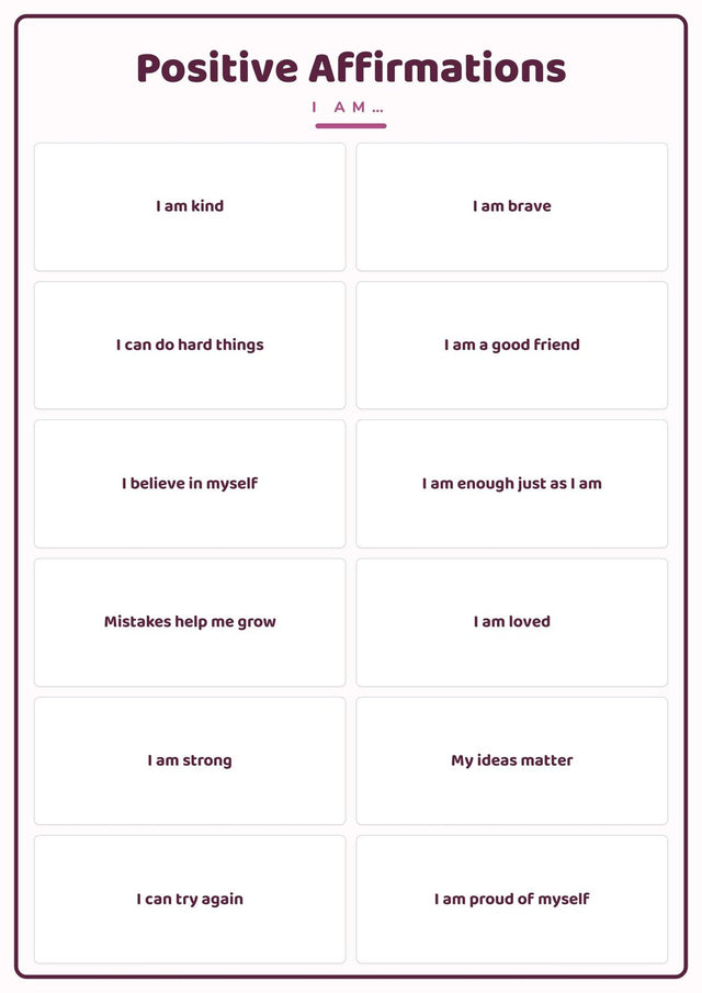 Positive Affirmations: A4 Matte Laminated Educational Poster Print - 210x297mm