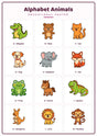 Alphabet Animals A-Z: A4 Matte Laminated Educational Poster Print - 210x297mm