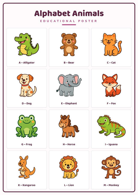 4-Pack First Words & Numbers Educational Posters Set - A4 Matte Laminated Prints (210x297mm)