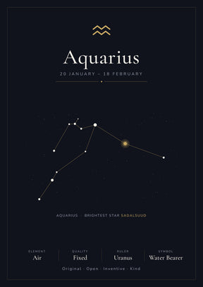 Aquarius Zodiac Black