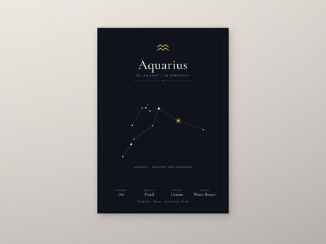 12-Pack Zodiac Constellations Educational Posters Set - Black A4 Matte Laminated Prints (210x297mm)