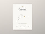 Aquarius Zodiac Constellation White: A4 Matte Laminated Educational Poster Print - 210x297mm