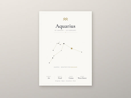12-Pack Zodiac Constellations Educational Posters Set - White A4 Matte Laminated Prints (210x297mm)