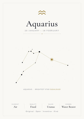 Aquarius Zodiac White