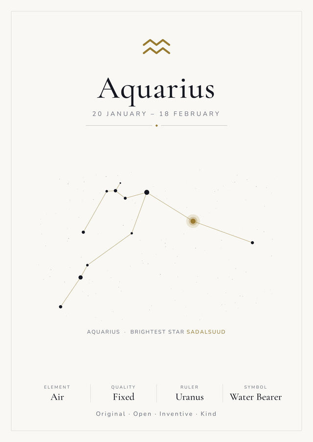 Aquarius Zodiac White