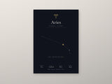 Aries Zodiac Constellation Black: A4 Matte Laminated Educational Poster Print - 210x297mm
