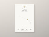Aries Zodiac Constellation White: A4 Matte Laminated Educational Poster Print - 210x297mm