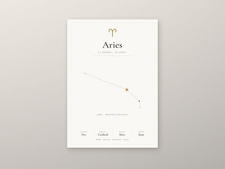 12-Pack Zodiac Constellations Educational Posters Set - White A4 Matte Laminated Prints (210x297mm)