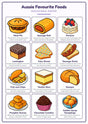 Aussie Favourite Foods: A4 Matte Laminated Educational Poster Print - 210x297mm