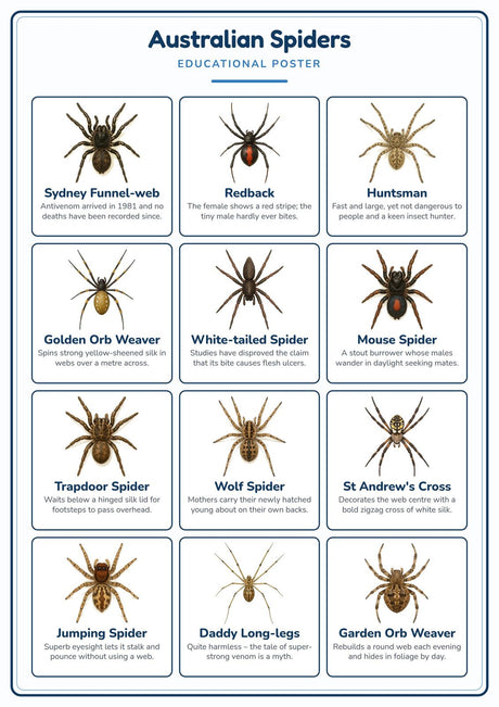 10-Pack Australian Wildlife Educational Posters Set - A4 Matte Laminated Prints (210x297mm)