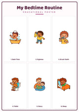 Bedtime Routine: A4 Matte Laminated Educational Poster Print - 210x297mm