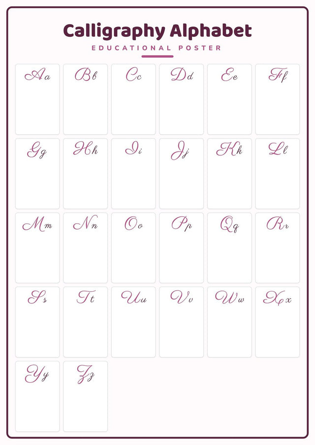 Calligraphy Alphabet: A4 Matte Laminated Educational Poster Print - 210x297mm