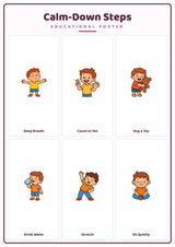 Calm-Down Strategies: A4 Matte Laminated Educational Poster Print - 210x297mm