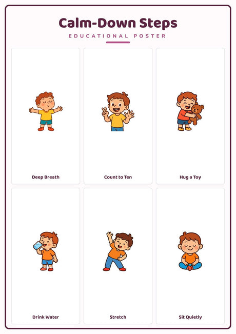6-Pack Feelings & Wellbeing Educational Posters Set - A4 Matte Laminated Prints (210x297mm)