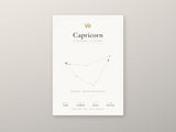 Capricorn Zodiac Constellation White: A4 Matte Laminated Educational Poster Print - 210x297mm