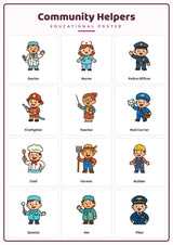 Community Helpers: A4 Matte Laminated Educational Poster Print - 210x297mm