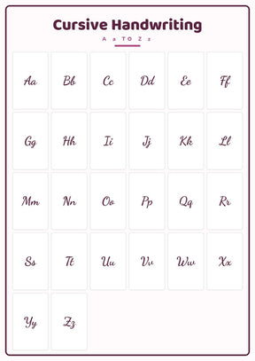 Cursive Handwriting: A4 Matte Laminated Educational Poster Print - 210x297mm