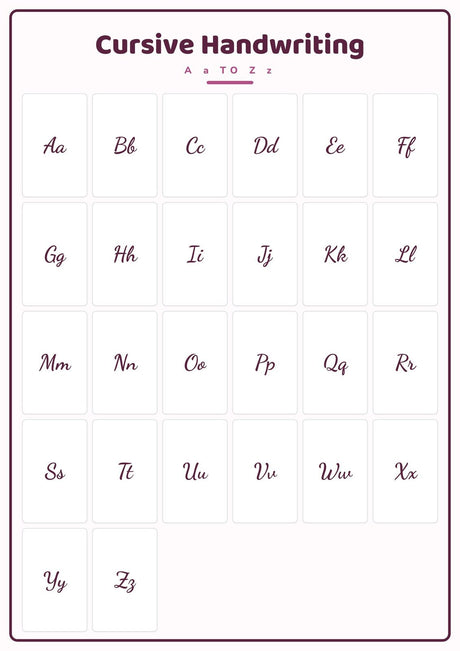 Cursive Handwriting: A4 Matte Laminated Educational Poster Print - 210x297mm