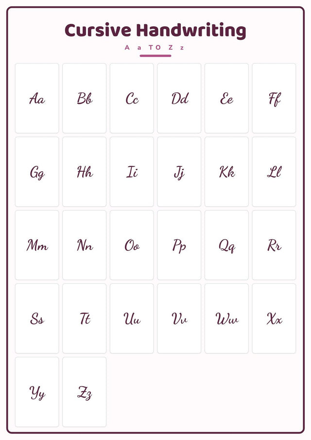 Cursive Handwriting: A4 Matte Laminated Educational Poster Print - 210x297mm
