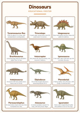 Dinosaurs: A4 Matte Laminated Educational Poster Print - 210x297mm