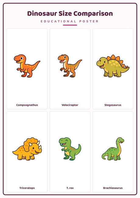 4-Pack Dinosaurs & Prehistoric Animals Educational Posters Set - A4 Matte Laminated Prints (210x297mm)