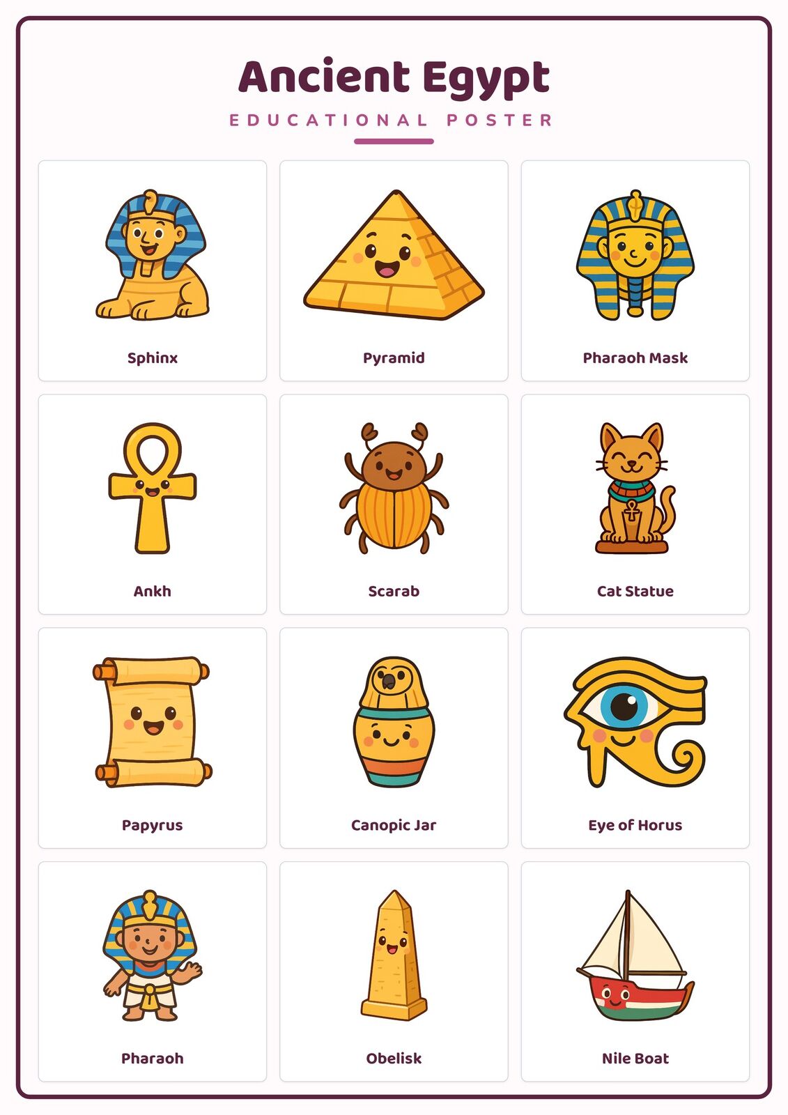 Ancient Egypt: A4 Matte Laminated Educational Poster Print - 210x297mm