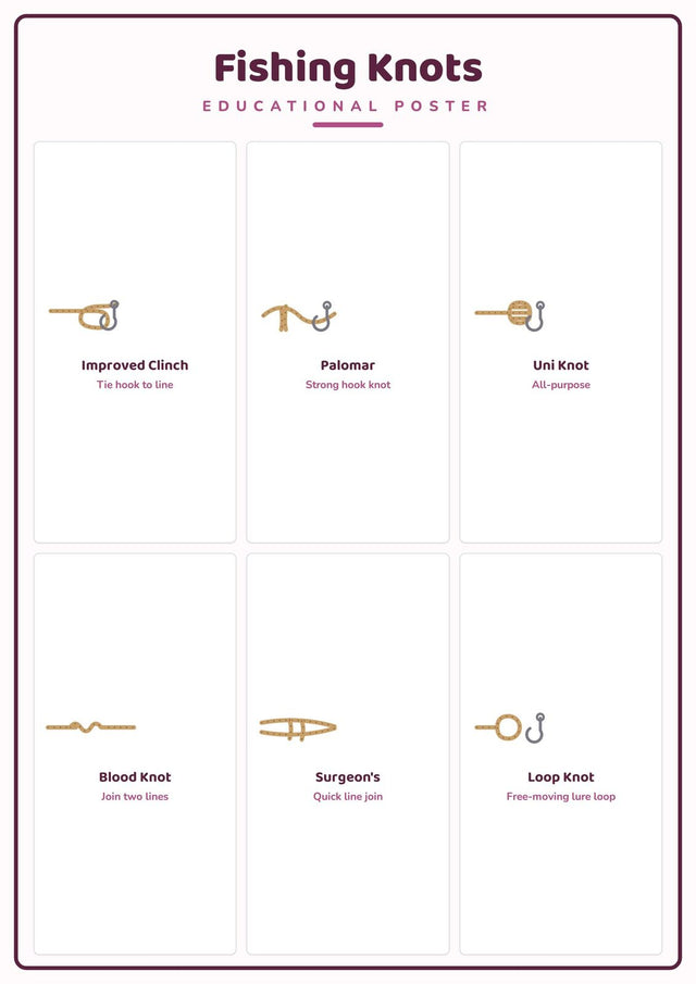 Fishing Knots: A4 Matte Laminated Educational Poster Print - 210x297mm