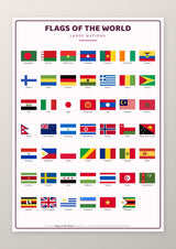 Flags of the World 193 Countries 4 Poster Set: A4 Matte Laminated Educational Poster Print - 210x297mm
