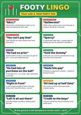 Footy Lingo: A4 Matte Laminated Educational Poster Print (AFL) - 210x297mm